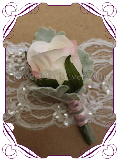 silk mens lapel flower for formals and wedding