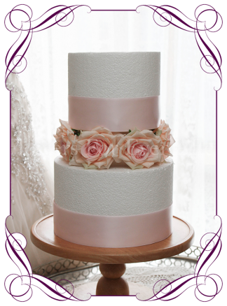 Pink rose silk artificial cake flowers for wedding engagement baby cakes.