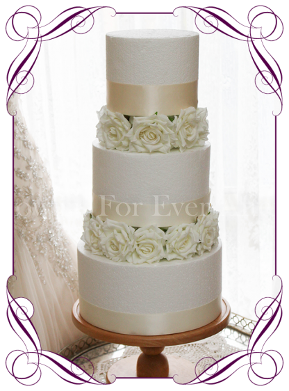 Silk artificial white rose cake flowers ring layers. Buy online. Shipping world wide.