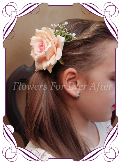 Silk artificial pastel pink hair flower rose with babys breath. Wedding flowers, made in Melbourne. Buy online