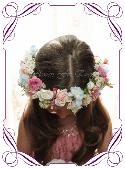 Silk Artificial floral bridal hair vine comb featuring faux flower pinks and purples with crystals. Made in Melbourne by Australia's best Silk Florist, worldwide shipping available