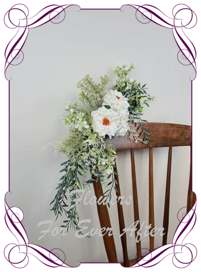 silk artificial white rose and sage leaves wedding sign guest list floral decoration. Made in Melbourne Australia. Buy online. Shipping worldwide.