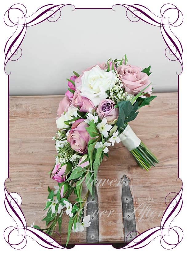 Purple Gyp Wedding Flowers Posy Package Bouquet White & Iced Lilac 